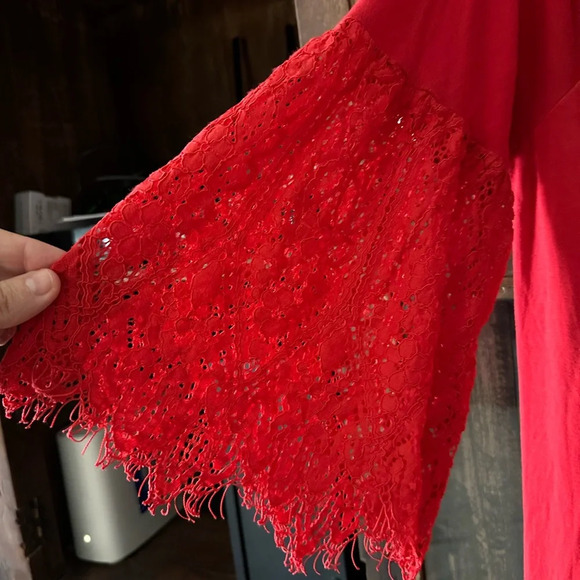 Red dress 1-2X Cold Shoulder Colleen Lopez - Picture 2 of 3